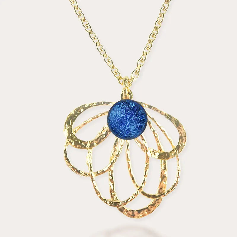 Collier pour femme tendance perles d'été, doré bleu lagonia