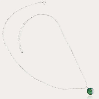 Collier femme tresse en argent, vert orneige