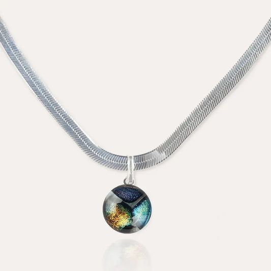 Collier harmonie perle de verre Murano en argent 925 multicolore elumina