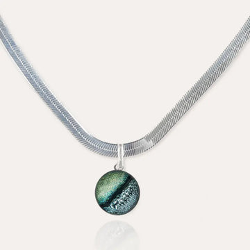 Collier harmonie perles de verre en argent 925 vert oryna