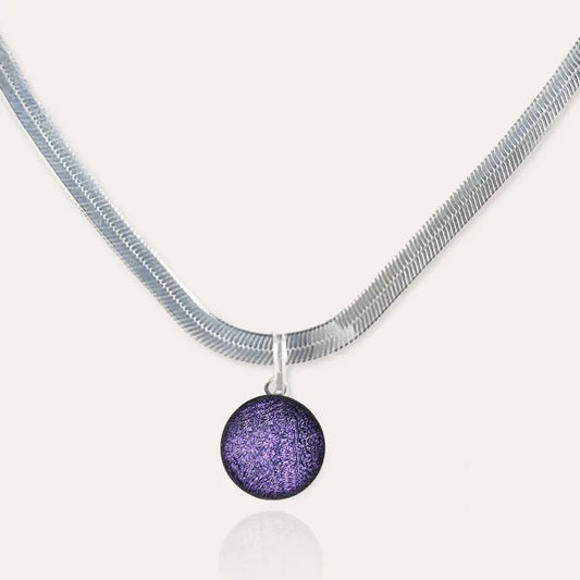 Collier harmonie ras de cou en argent violet lilalune
