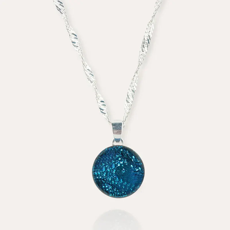 Collier pour femme long avec pendentif en argent bleu azuline