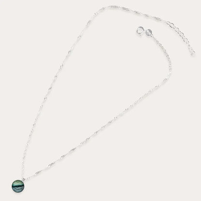 Collier pour femme perles de verre en argent vert oryna