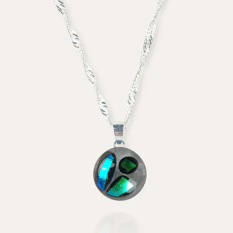 Collier pour femme petite perle couleur en argent massif bleu voluca