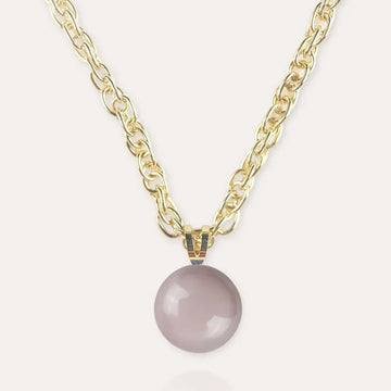 Collier ras de cou en perle de verre pour l'été, femme en or rose roselite