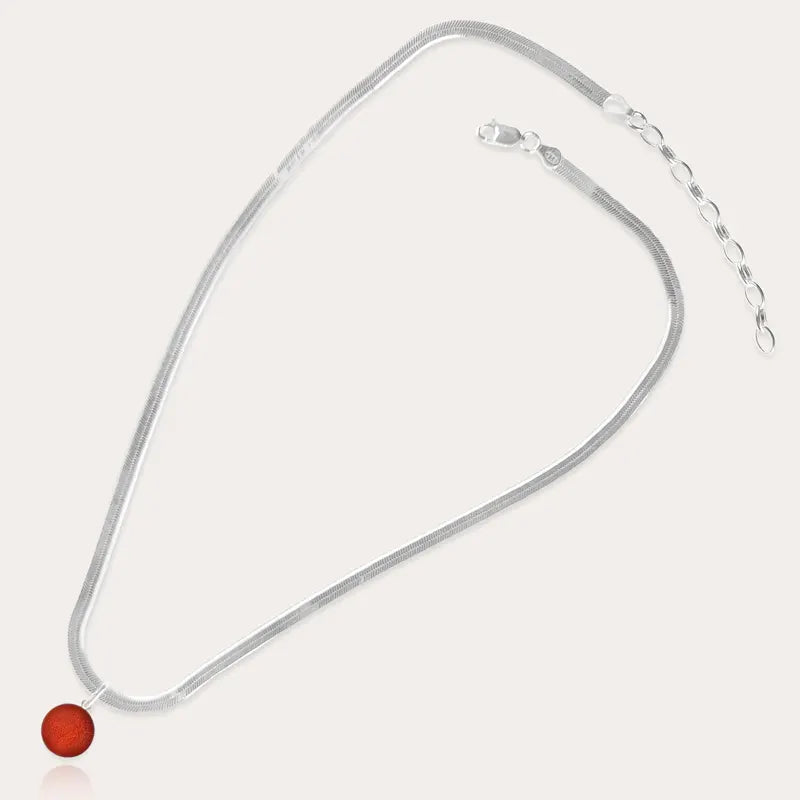 Collier serpent chaîne en argent massif, rouge flambesia