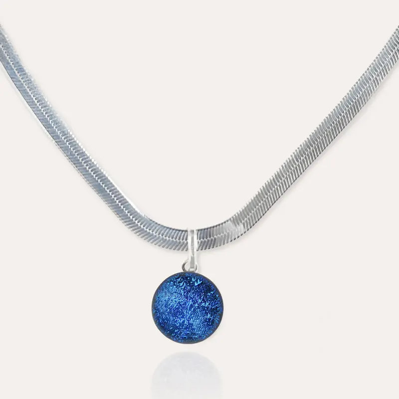 Collier serpent en argent 925, bleu lagonia