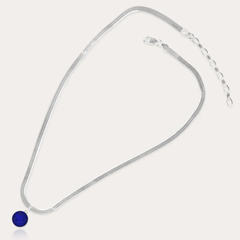 Collier serpent été pour femme en argent massif, bleu nocturnelle