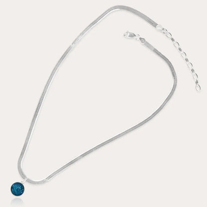 Collier serpent femme simple en argent, bleu azuline