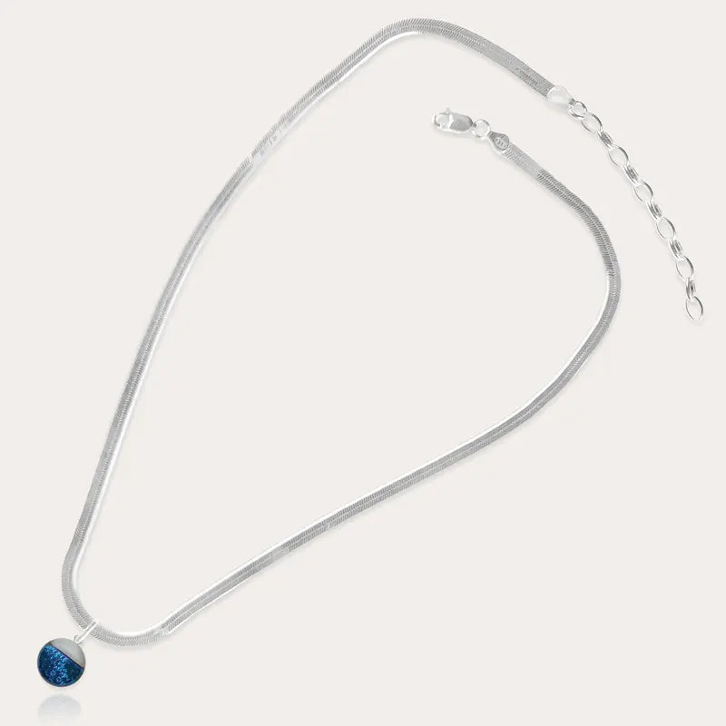 Collier serpent fin pour femme en argent 925, bleu bleuange