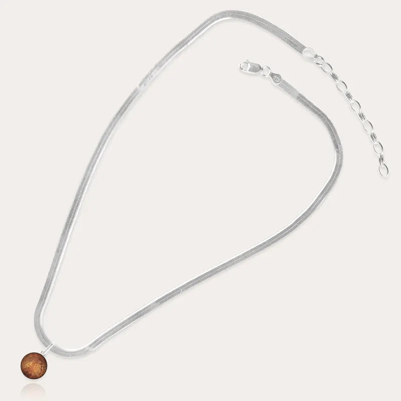 Collier serpent marque de luxe pour femme en argent massif, marron et orange safrane