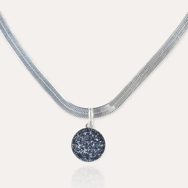 Collier serpent perle de Murano pour en argent, argenté chromia