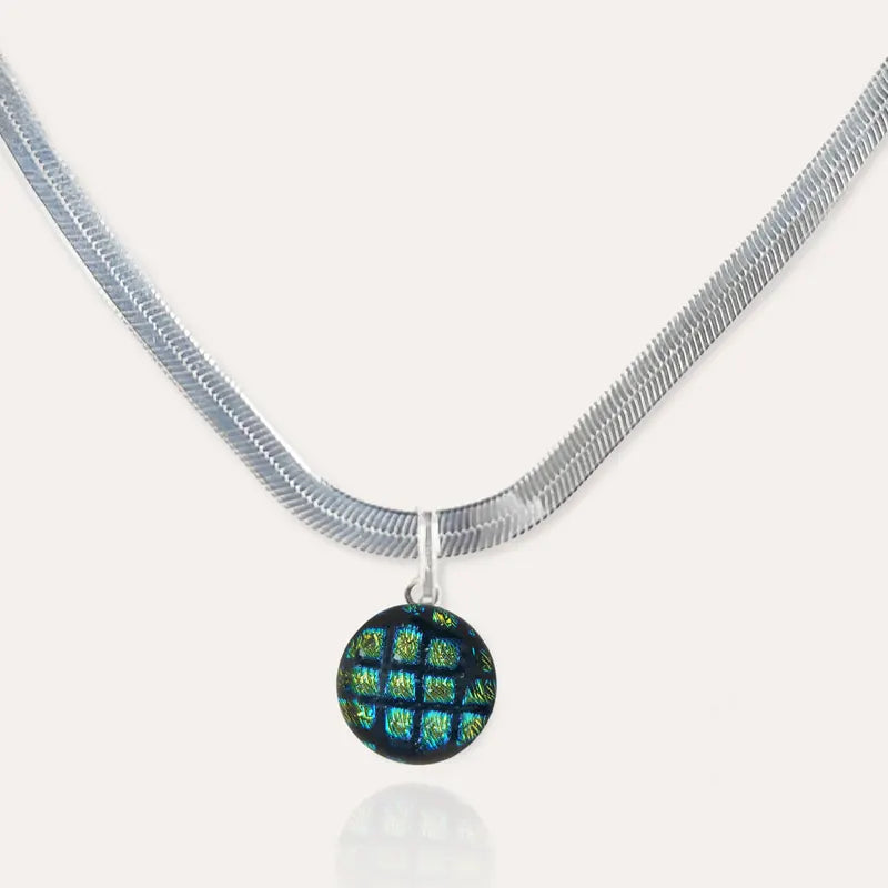 Collier serpent tendance en argent, vert charmella