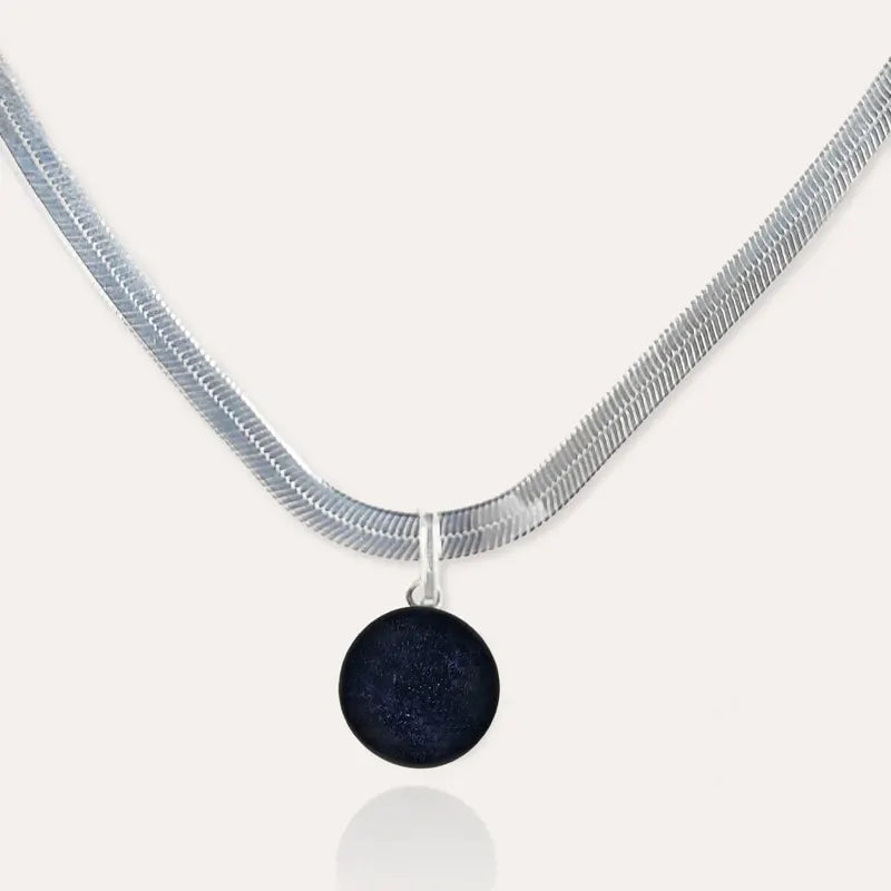 Collier serpent tresse en argent massif, bleu albarelle