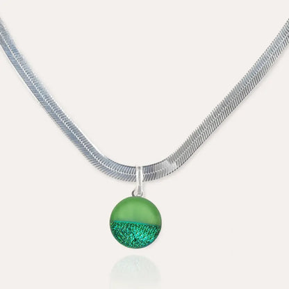 Collier serpent verre de Murano en argent, vert avantica