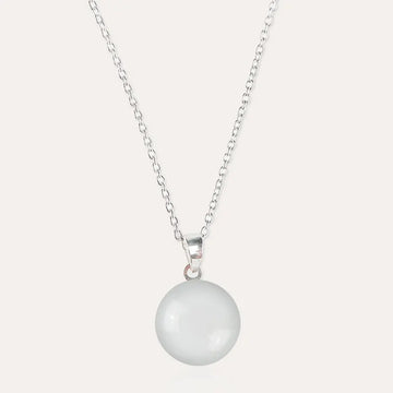 Collier simple de perle ras cou en argent blanc lumine