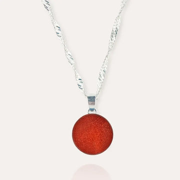 Collier torsade pendentif pour femme en argent massif rouge flambesia