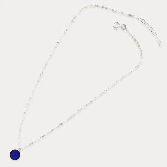 Collier torsade perles de verre en argent bleu nocturnelle